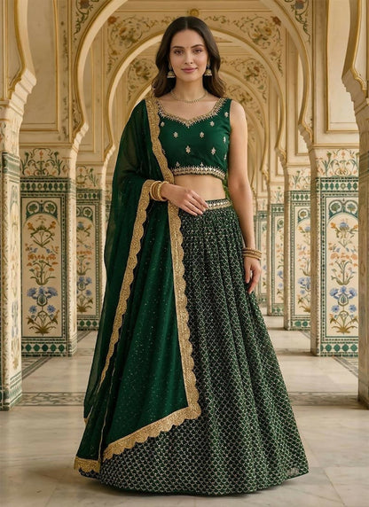 Lehenga Mart Green Premium Faux Georgette Designer Bollywood Style Wedding Wear Lehenga Choli