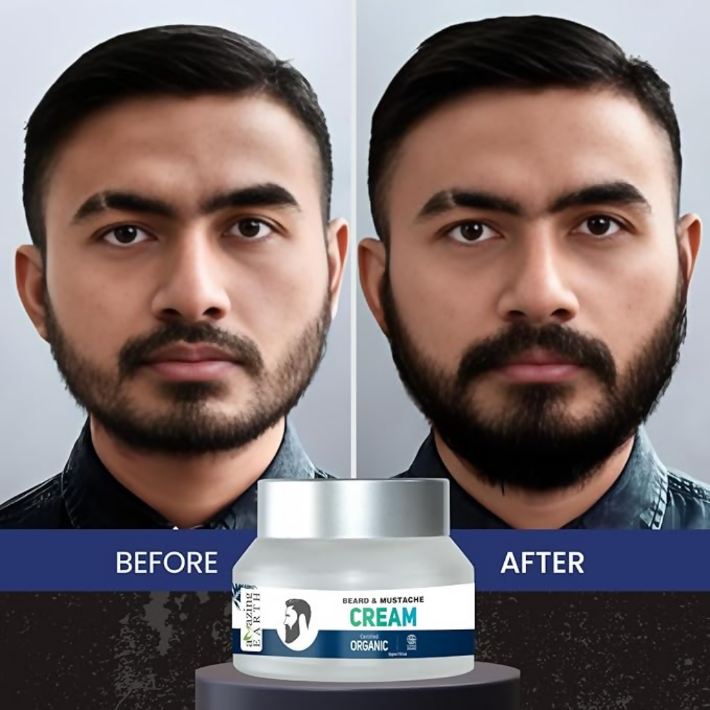 Amazing Earth Certified Organic Beard Mustache Cream for Men