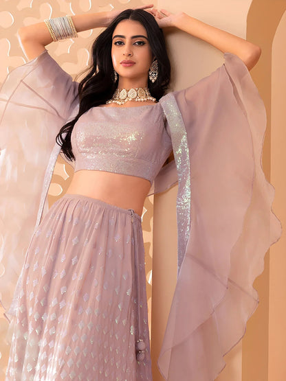 Tulsi Art Astonishing Pink Embroidered Georgette Party Wear Lehenga Choli