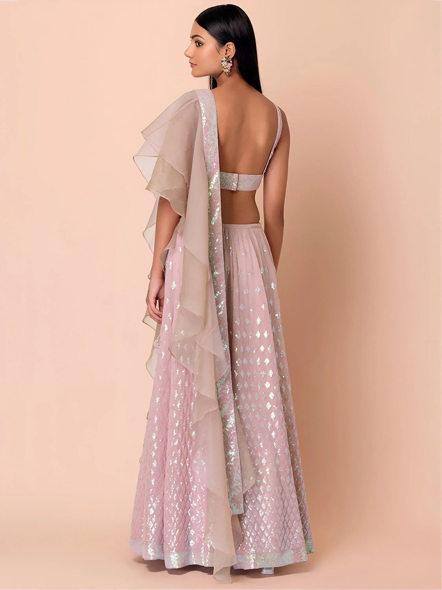 Tulsi Art Astonishing Pink Embroidered Georgette Party Wear Lehenga Choli