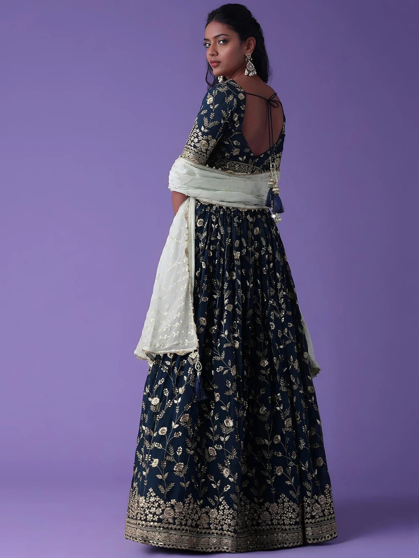 Tulsi Art Pretty Blue Dori Work Georgette Wedding Lehenga Choli With Dupatta