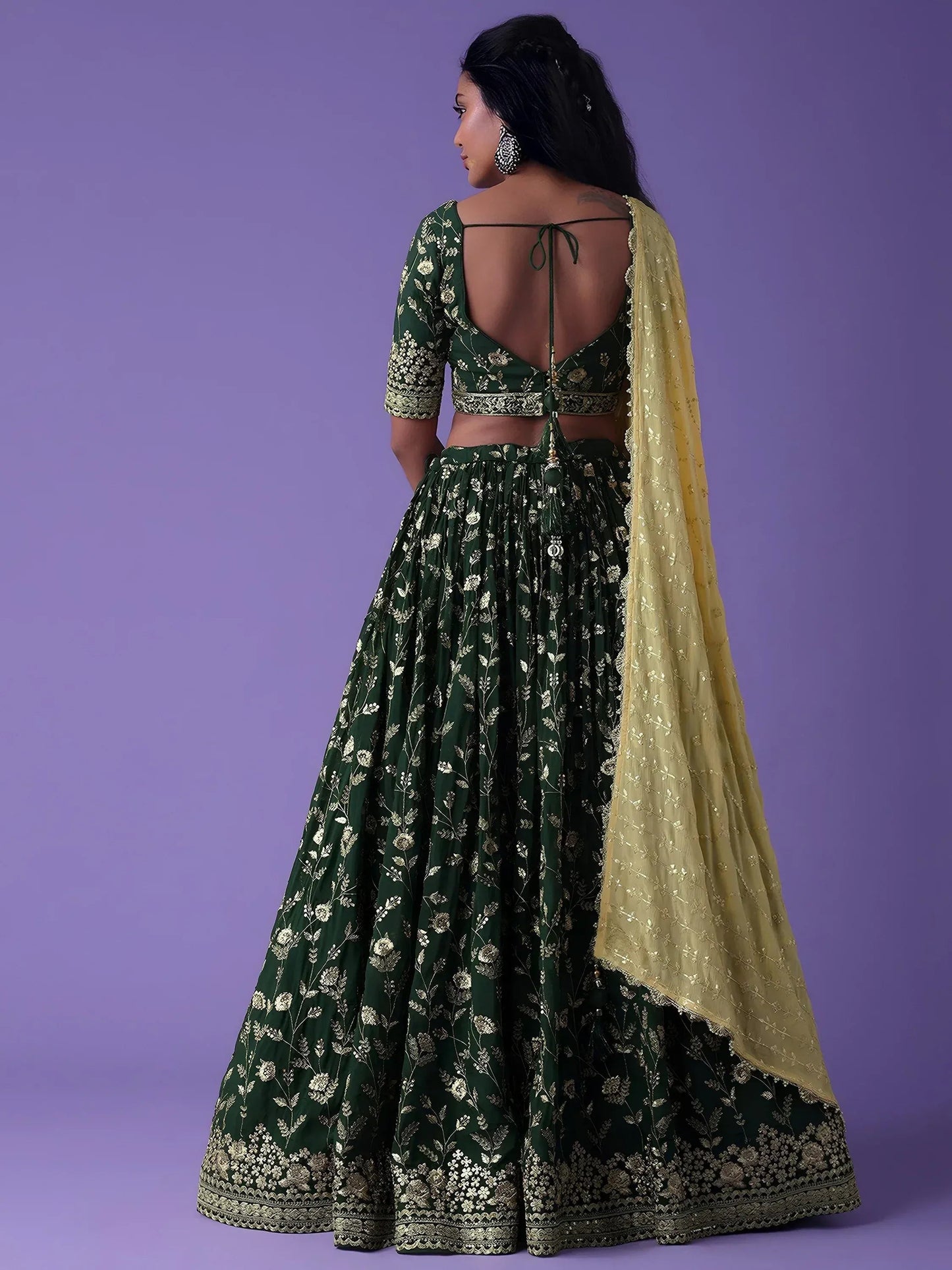 Tulsi Art Lovely Green Zari Embroidered Georgette Mehendi Wear Lehenga Choli