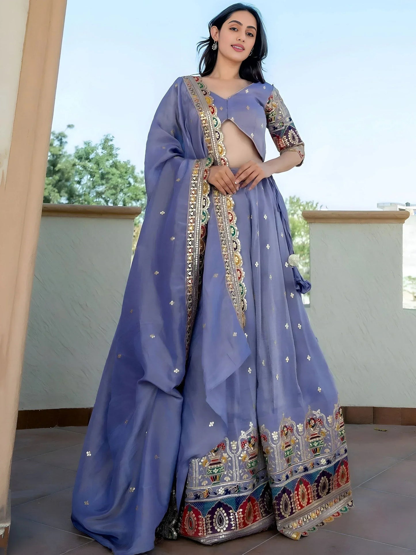 Tulsi Art Beautiful Lavender Silk Sequins Embroidered Lehenga Choli With Dupatta