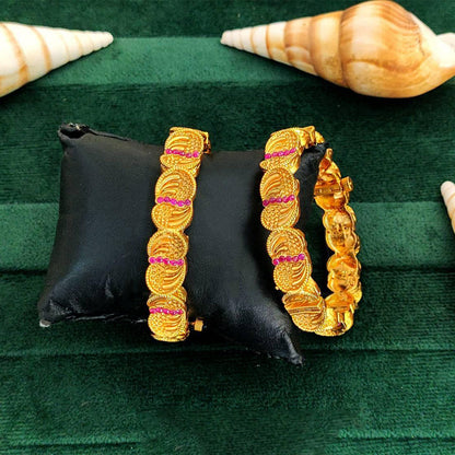 JS Fashion High Gold Polish Desgner Heavy Antique Bangles .