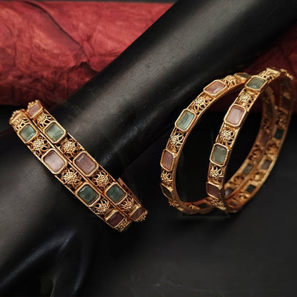 JS Fashion Designer Fancy Style Party Wear Kemp Design Kemp Jewellery Bangle Set Of 2