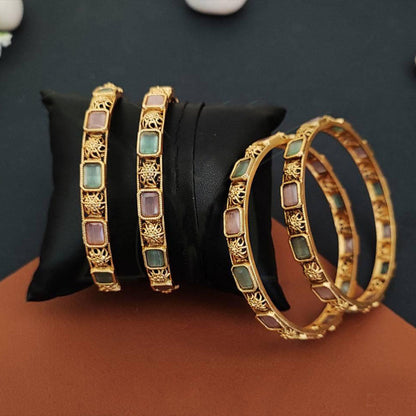 JS Fashion Designer Fancy Style Party Wear Kemp Design Kemp Jewellery Bangle Set Of 2