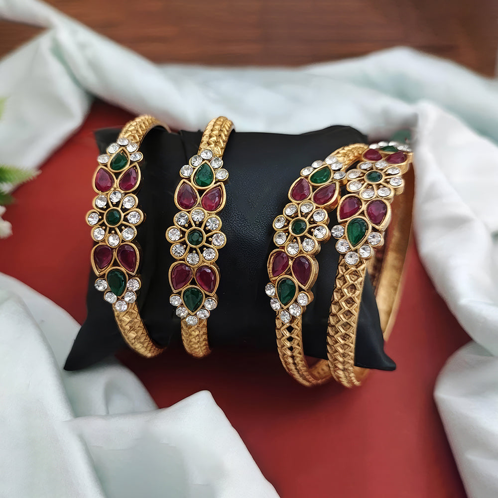 JS Fashion Kemp Design Party Wear Rajwadi Polish Designer Fancy Design Bangle Set Of 4