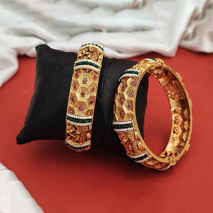 JS Fashion Rajwadi Polish Designer Wear Fancy Design Antique Bangles Set