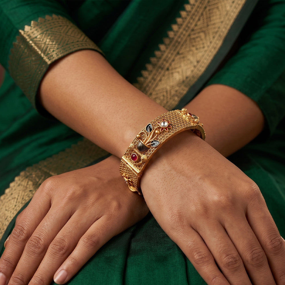 JS Fashion Rajwadi Polish Accessories Women Antique Bangles Set