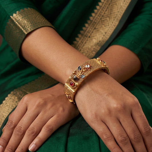 JS Fashion Rajwadi Polish Accessories Women Antique Bangles Set