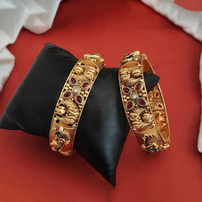 JS Fashion Rajwadi Polish Fancy Style Party Wear Antique Bangles Set Of 2