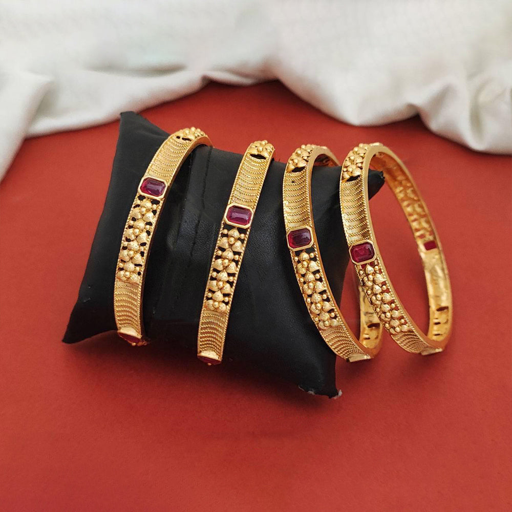 JS Fashion Antique Jewellery Rajwadi Polish Fancy Style Antique Bangles Set Of 4