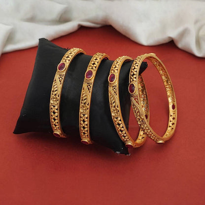 JS Fashion Beautiful Rajwadi Polish Fancy Design Party Wear Antique Bangle Set Of 4