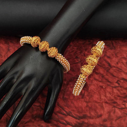 JS Fashion Antique Jewellery High Gold Polish Design Party Wear 2 Bangles Set