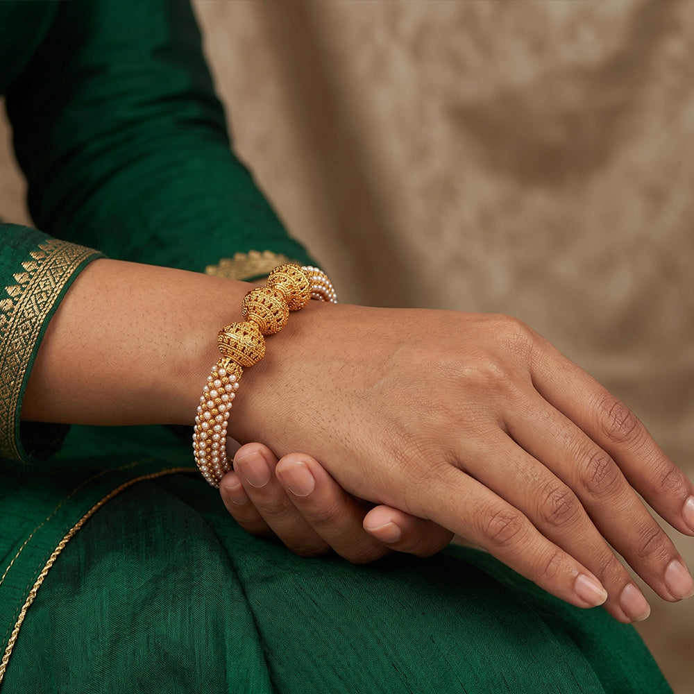 JS Fashion Antique Jewellery High Gold Polish Design Party Wear 2 Bangles Set
