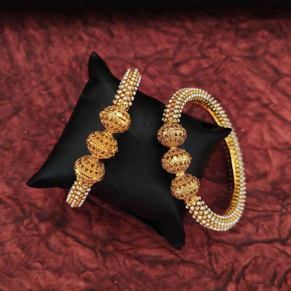 JS Fashion Antique Jewellery High Gold Polish Design Party Wear 2 Bangles Set