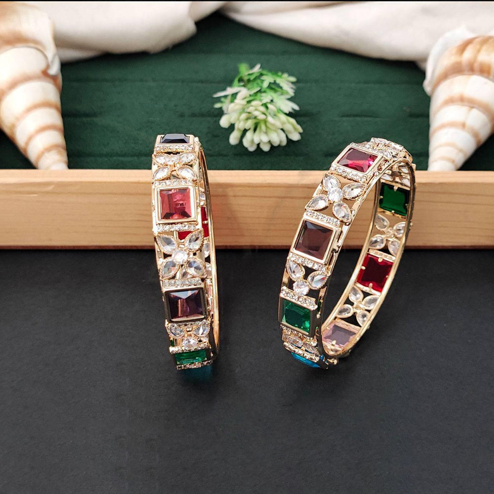 JS Fashion Luxury American Diamond Fancy Bangles Set For Women