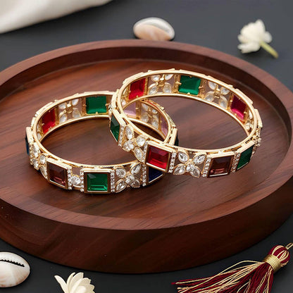 JS Fashion Luxury American Diamond Fancy Bangles Set For Women