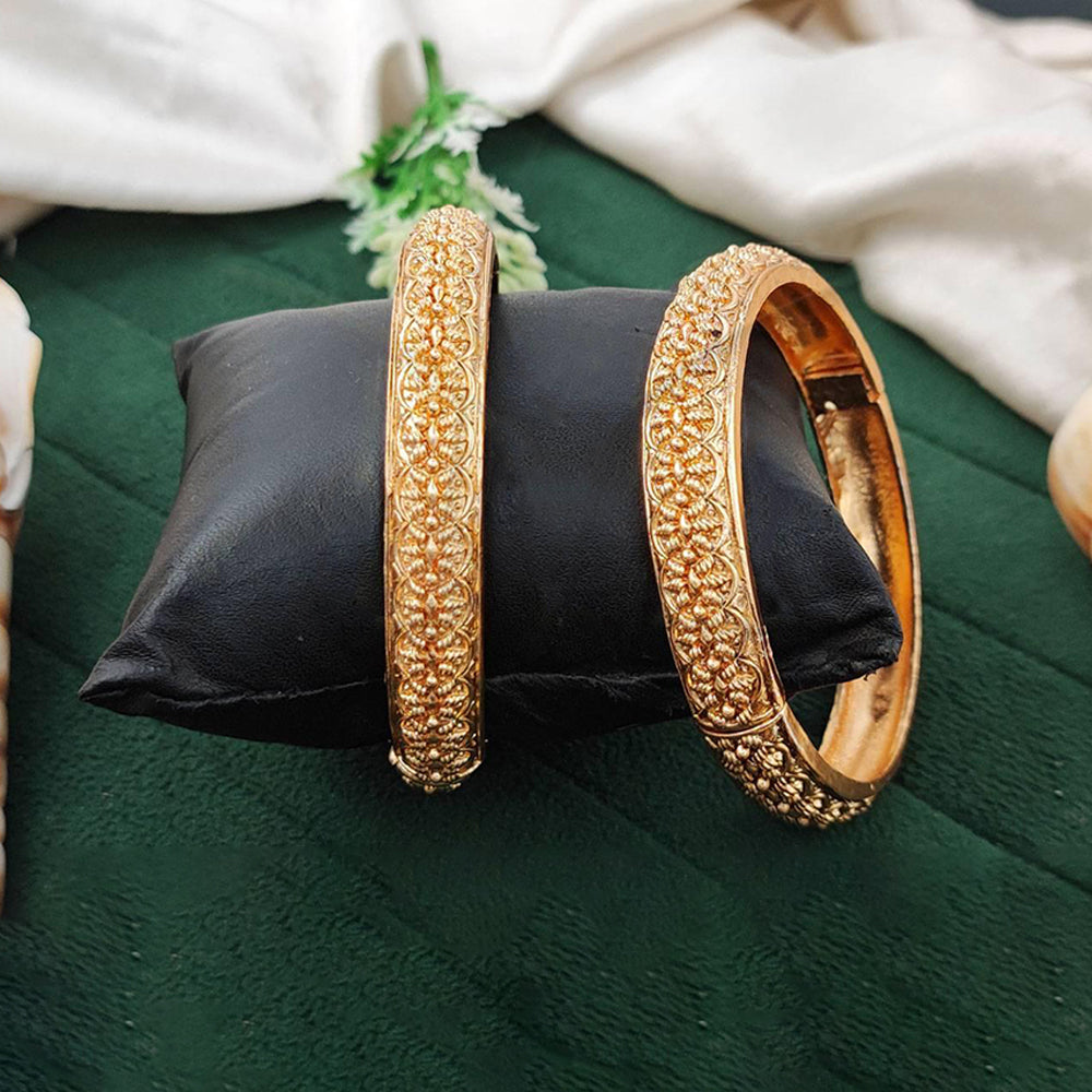 JS Fashion Traditional Stone Studded Antique Bangle Set