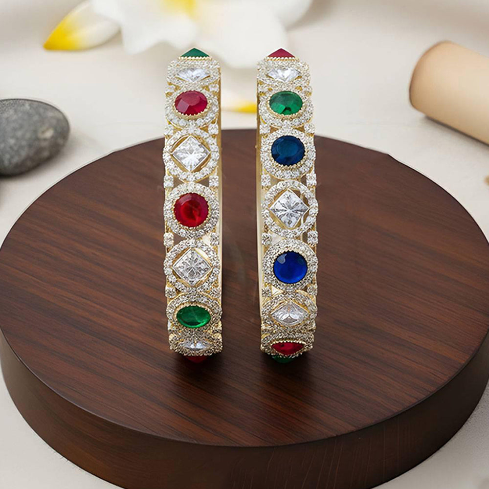JS Fashion Premium Multistone American Diamond Bangle Set