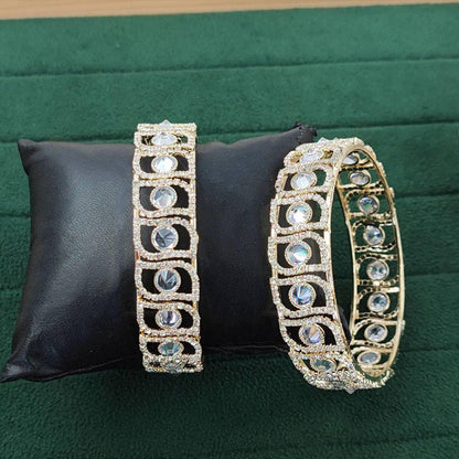 JS Fashion American Diamond Gold Finish Designer Bangles For Women