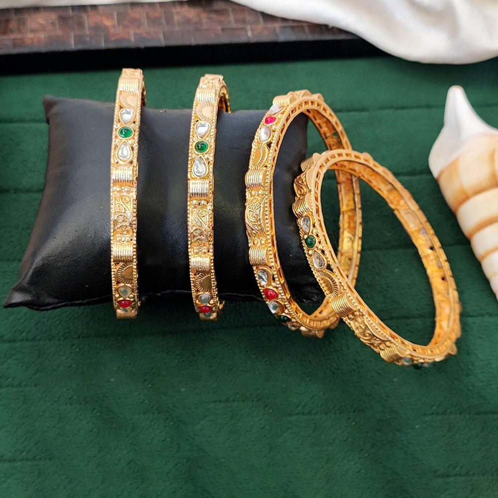 JS Fashion Antique High Gold Bangles With Kundan Stone Work