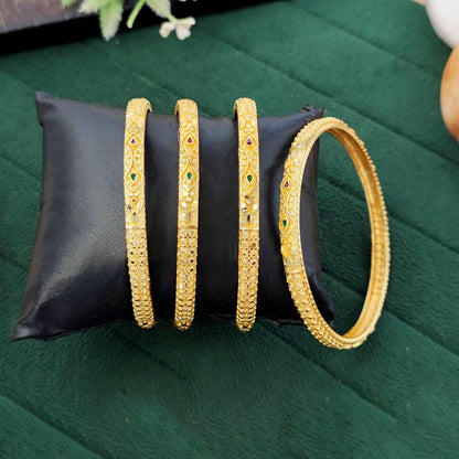 JS Fashion Antique Designer Gold Bangles Set For Women