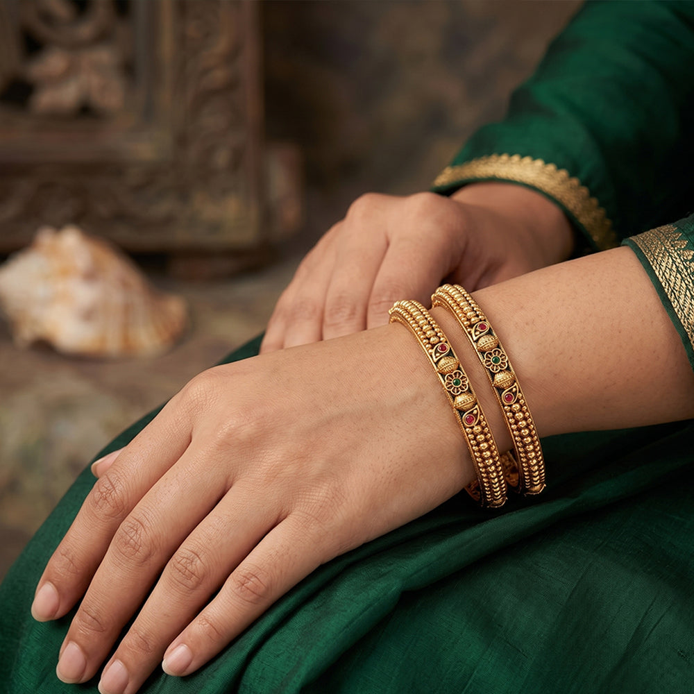 JS Fashion Antique Gold Designer Bangles Set For Women