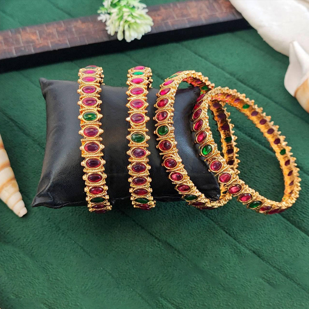 JS Fashion Ethnic High Gold Kemp Bangles Set For Festive Wear