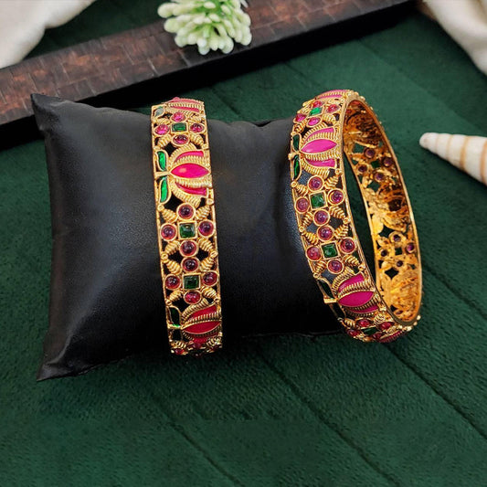 JS Fashion Traditional Kemp Design Antique Bangles Set