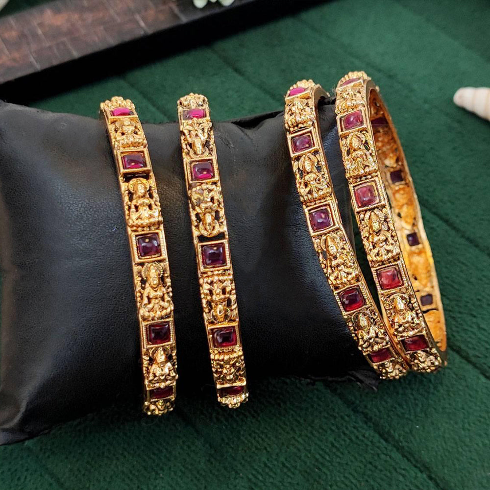 JS Fashion Antique Temple Carving Designer Bangles Set