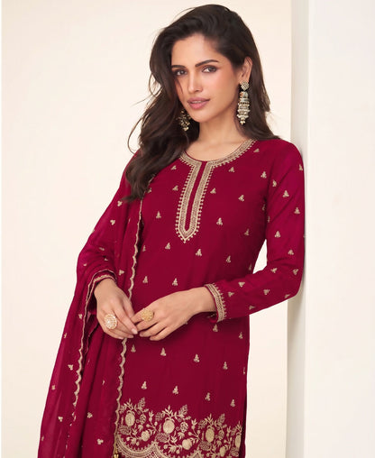 KC Bollywood Style Dark Pink Georgette Suit For Women