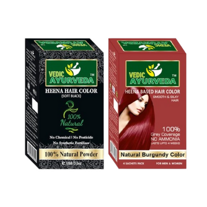 VedicAyurvedas Natural Henna Soft Black & No Ammonia Burgundy Hair Color