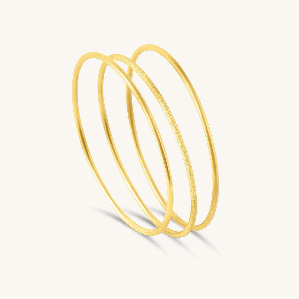 Trio Stacked Golden Bangles