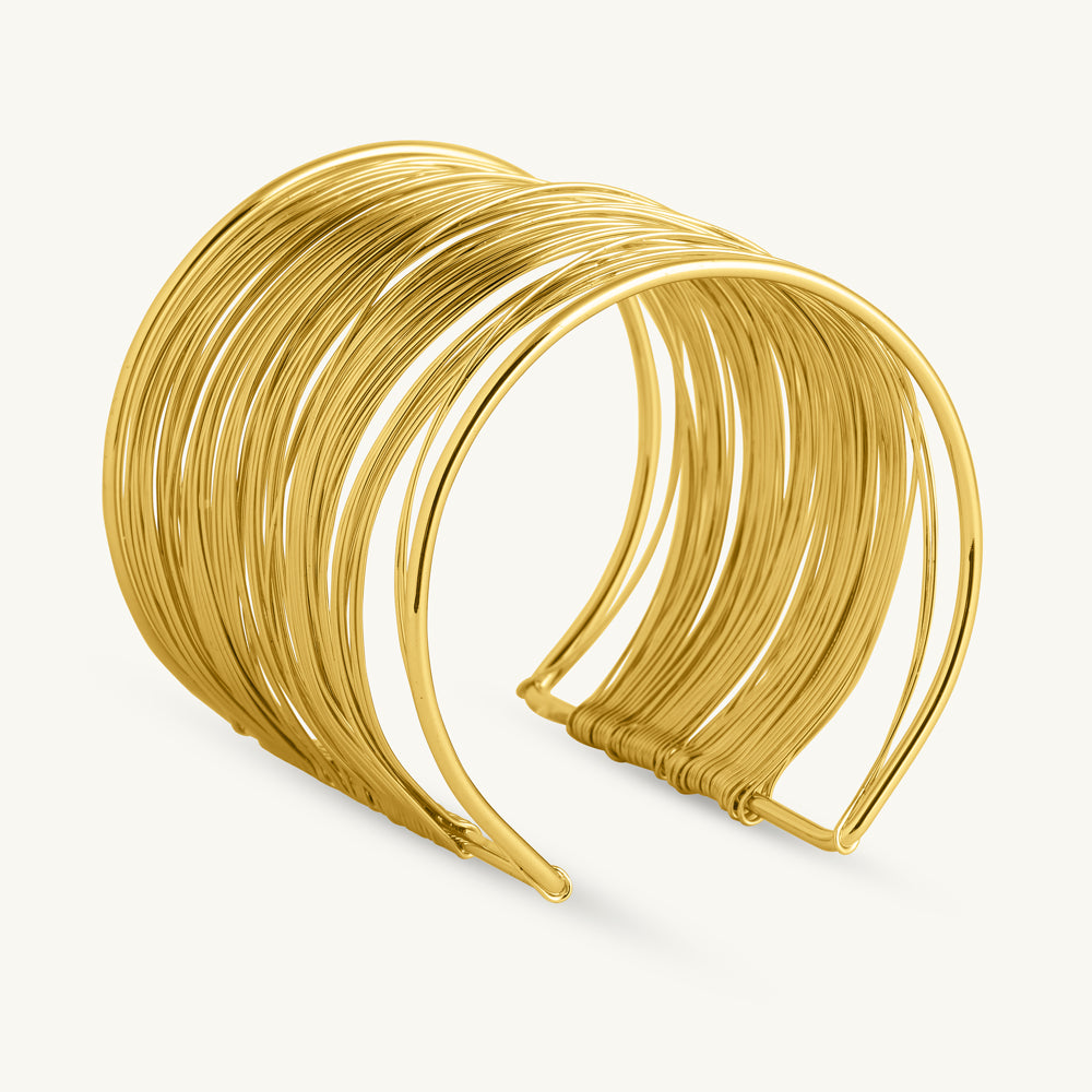 Radiant Strands Open Gold Cuff