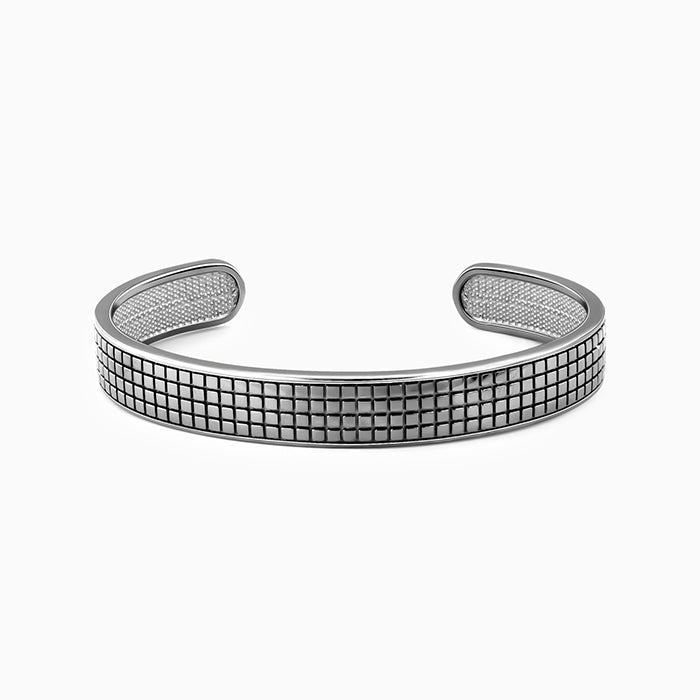 Aditya Roy Kapur Black Rhodium Textured Kada For Him