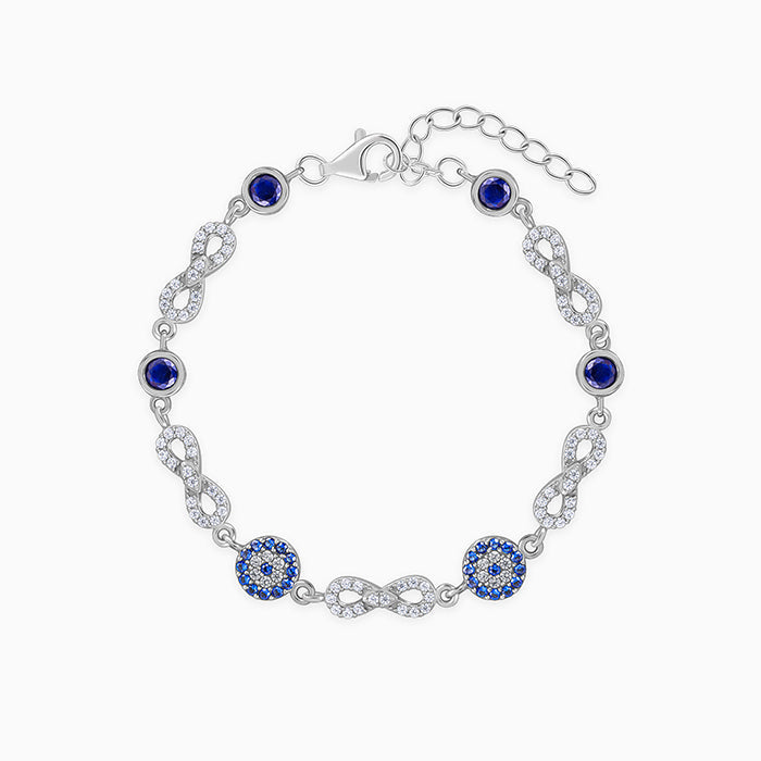 Silver Infinity Evil Eye Bracelet