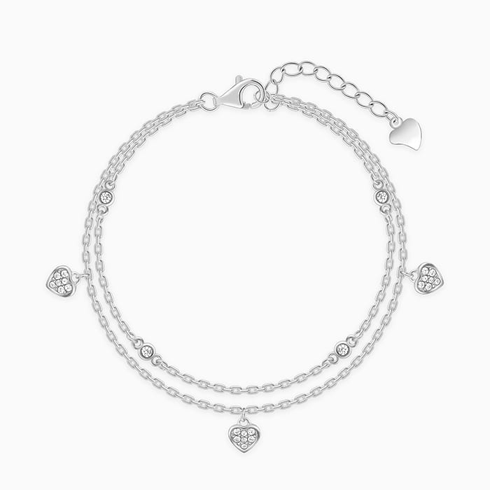 Kriti Sanon Silver Zircon Heart Charm Bracelet