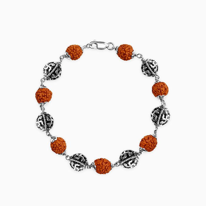 Oxidised Silver Cosmic Rudraksha Bracelet For Him