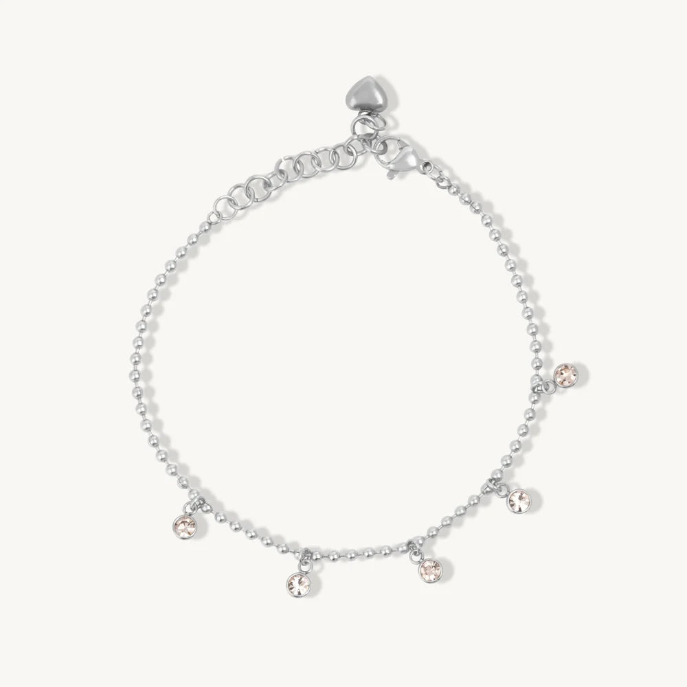 Crystal Charm Drop Chain Bracelet