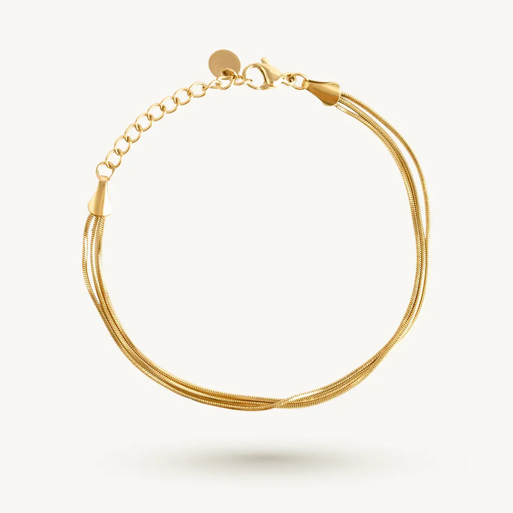 Sleek Golden Triple Layer Bracelet