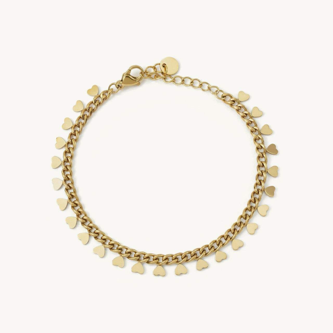 Tiny Heart Cuban Chain Bracelet