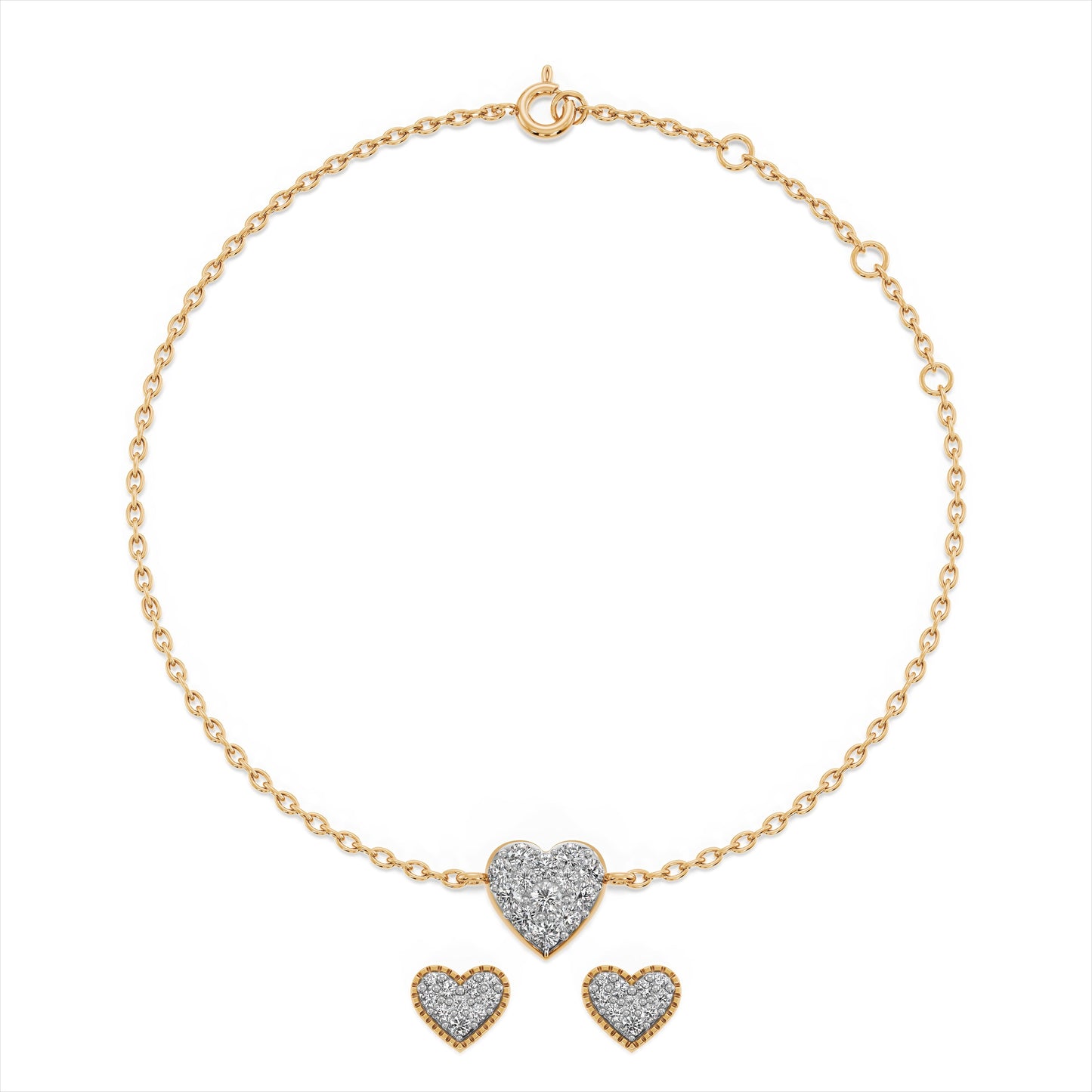 Heart Cluster 9KT Gold Laboratory Grown Diamond Set