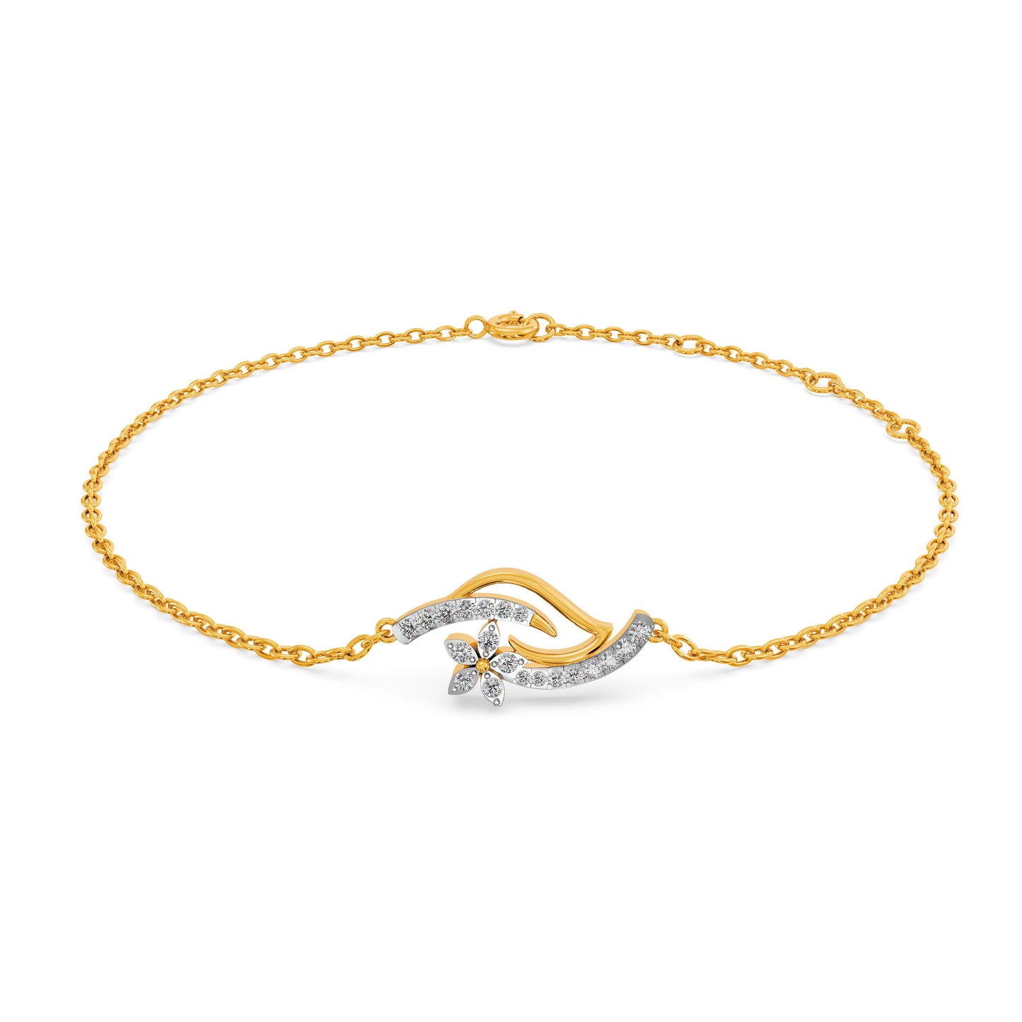 Floral Wave 9KT Gold Laboratory Grown Diamond Bracelet