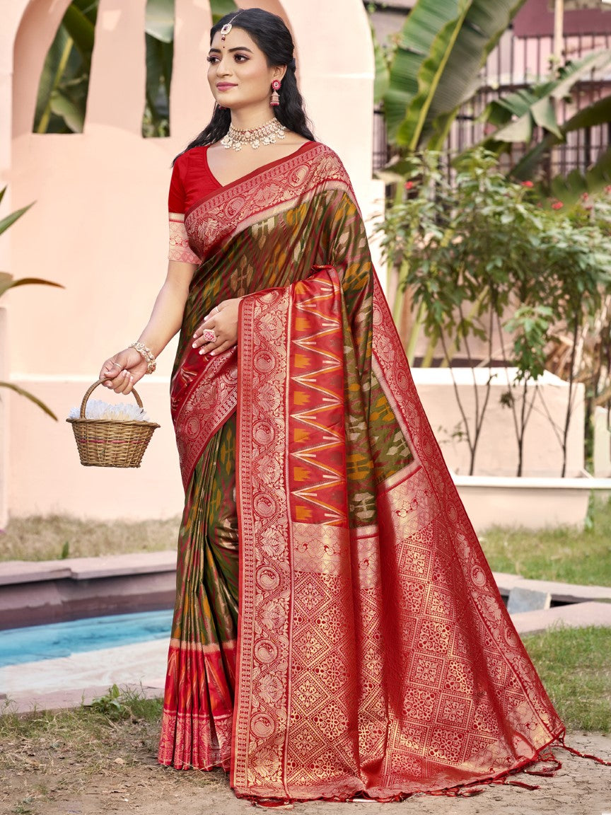 Anaita Brown Silk Saree With Blouse Piece