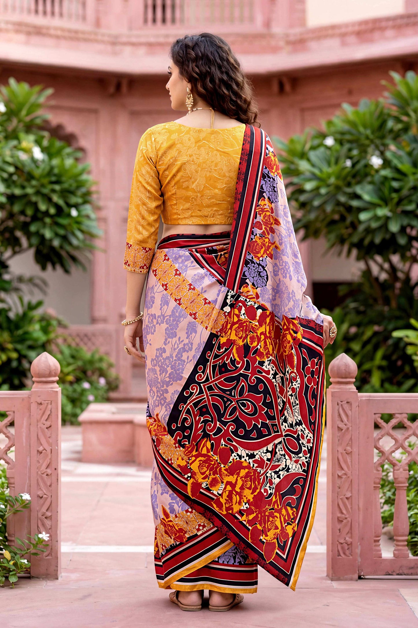 Sangam Prints Light Purple Cotton Print Woven Work Traditional Saree