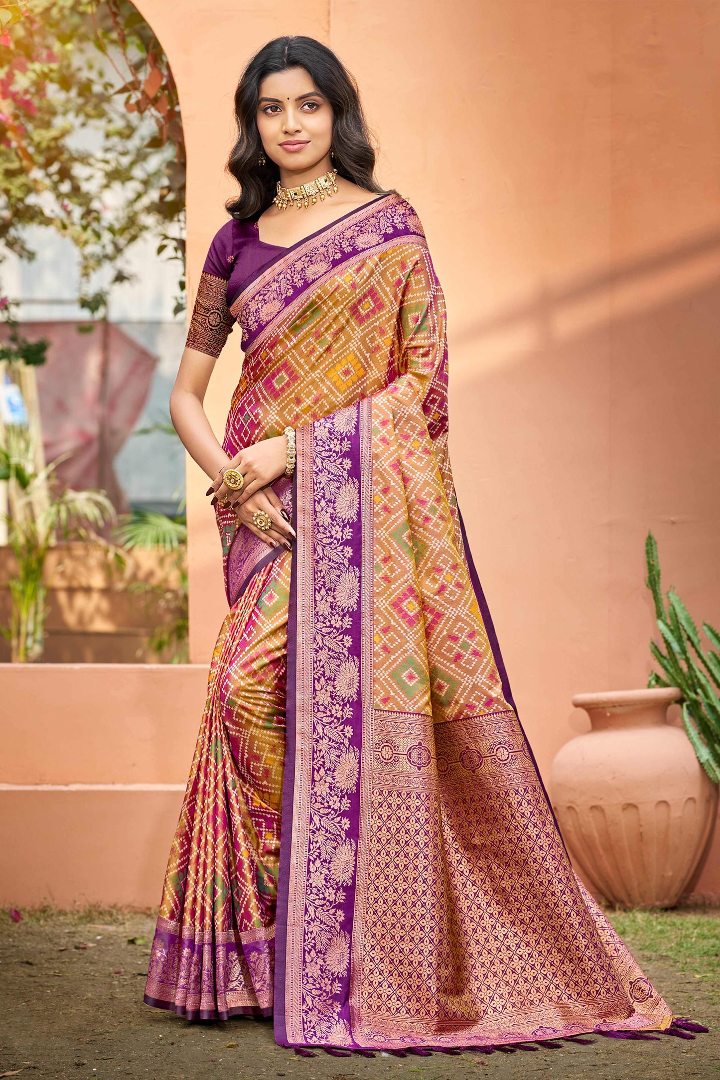 Sangam Prints Mustard Gold Soft Silk Woven Work Traditional Saree
