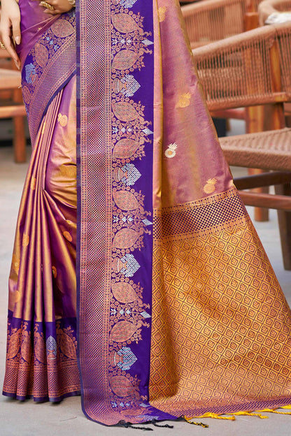 Sangam Prints Rose Gold Soft Silk Woven Work Traditional Saree