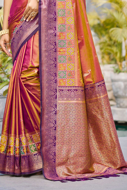 Sangam Prints Magenta Pink Soft Silk Woven Work Traditional Saree