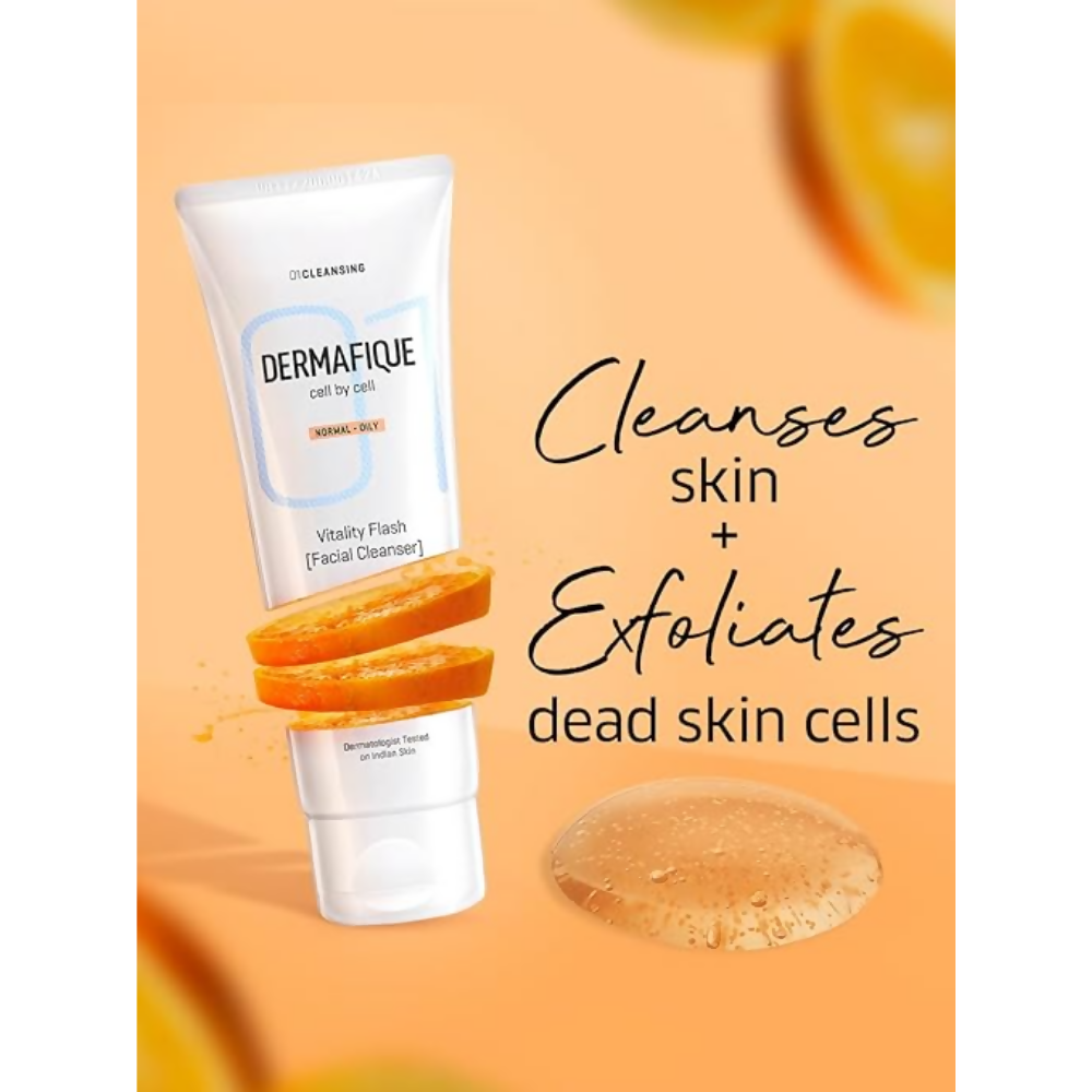 Dermafique Vitality Flash Facial Cleanser Exfoliating Face wash